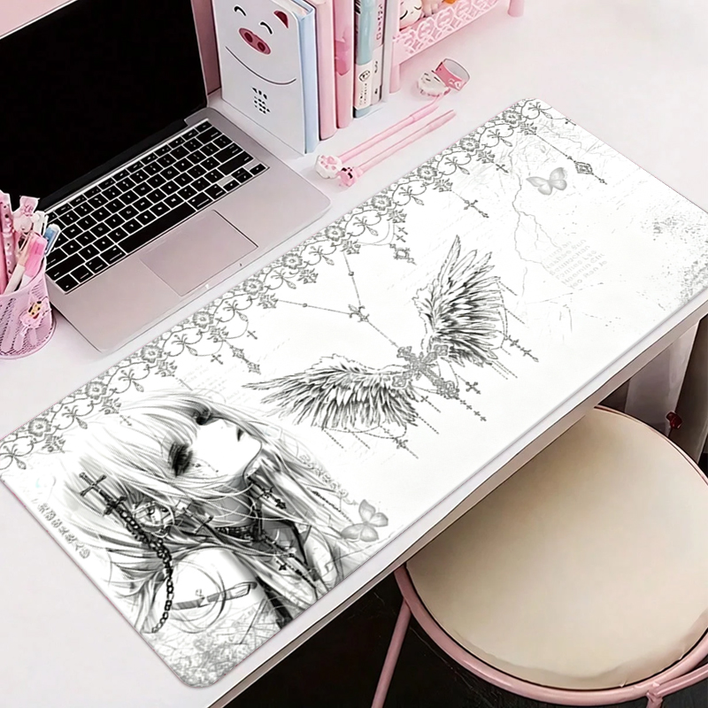 Gaming Accessories For Pc - Skórzana podkładka pod mysz czarno-biała Anime